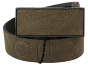 Chic Army Green Velvet Buckle Leather Belt