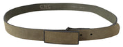 Chic Army Green Velvet Buckle Leather Belt