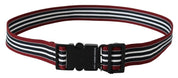 Striped Leather Fashion Belt in Black & Red