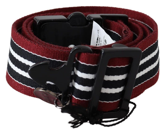 Ceinture à boucle noire et argentée à rayures noires et marron