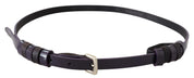 Chic Black Leather Belt with Chrome Silver Tone Buckle