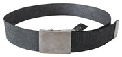 Ceinture à boucle en métal argenté noir brossé