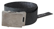 Ceinture à boucle en métal argenté noir brossé