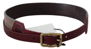 Elegant Brown Leather Belt with Gold Buckle