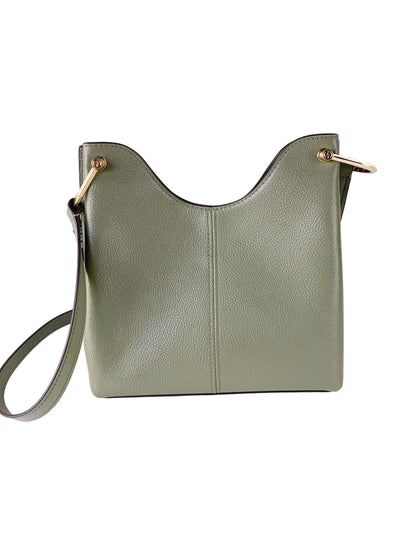 Joan Große Slouchy Messenger-Handtasche aus perforiertem Wildleder (Armeegrün)