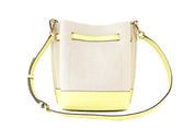 Emilia Small Canvas Snakeskin Print Leather Bucket Bag Messenger Crossbody Handbag (Buttercup)