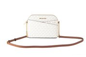 Jet Set Travel Medium Leather X Cross Dome Crossbody Handbag (Vanilla Signature/Gold)