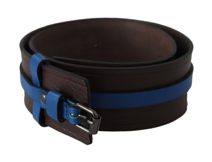 Ceinture fine à boucle en cuir marron Blue Line