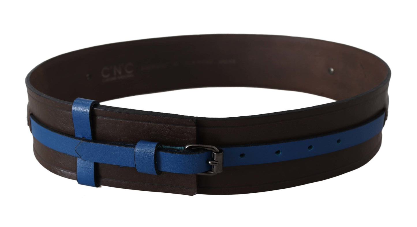 Ceinture fine à boucle en cuir marron Blue Line