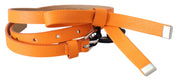 Ceinture fine en cuir orange mandarine avec boucle en métal argenté