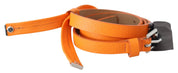 Ceinture fine en cuir orange mandarine avec boucle en métal argenté