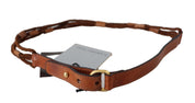 Elegant Braided Leather Belt in Dark Brown