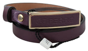 Elegant Maroon Leather Belt with Gold-Tone Buckle