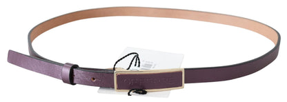 Ceinture fine en cuir à boucle avec logo doré