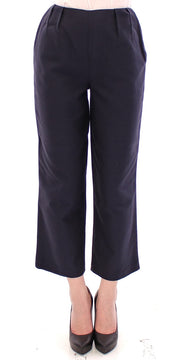 Chic Cropped Blue Pants - Exquisite Craftsmanship