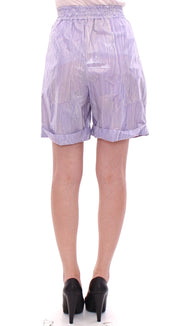 Elegant Purple Viscose Shorts - Side Zip Closure