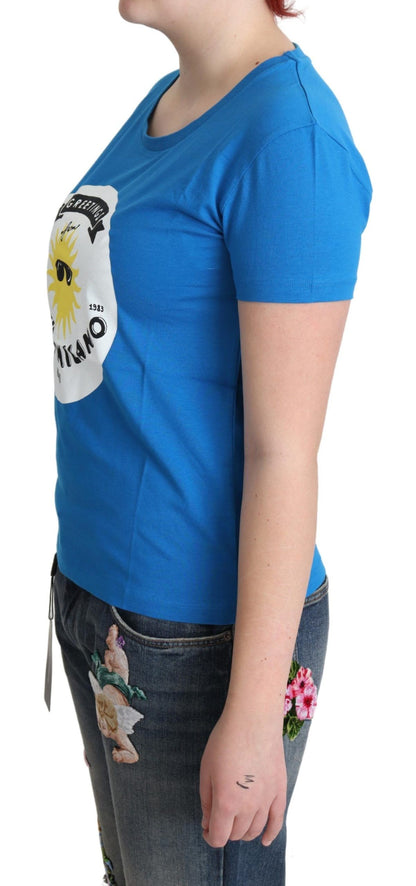 T-shirt bleu en coton imprimé Sunny Milano