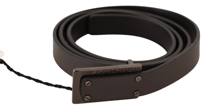 Ceinture à boucle à logo en cuir marron foncé