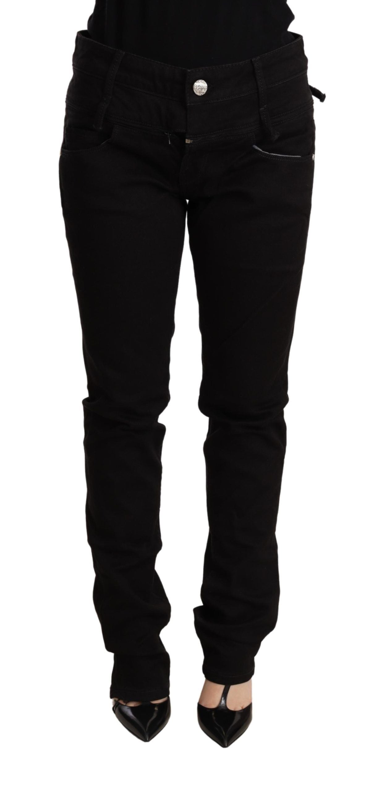 Chic Low Waist Skinny Black Denim