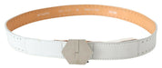 Elegant White Leather Fashion Belt