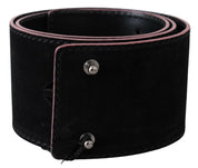 Elegant Wide Leather Fashion Belt with Metal Accents