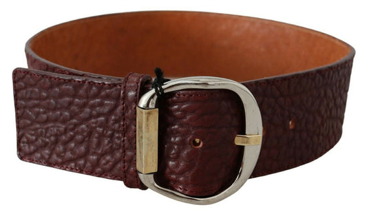 Ceinture large en cuir bordeaux doré et argenté