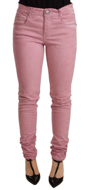 Pantalon skinny en denim pour femme coupe slim en coton rose