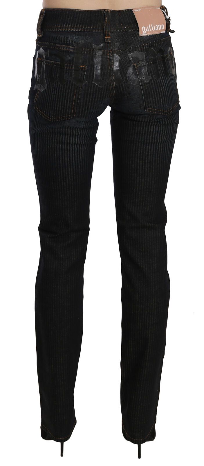 Pantalon décontracté en denim velours côtelé coupe slim taille moyenne noir