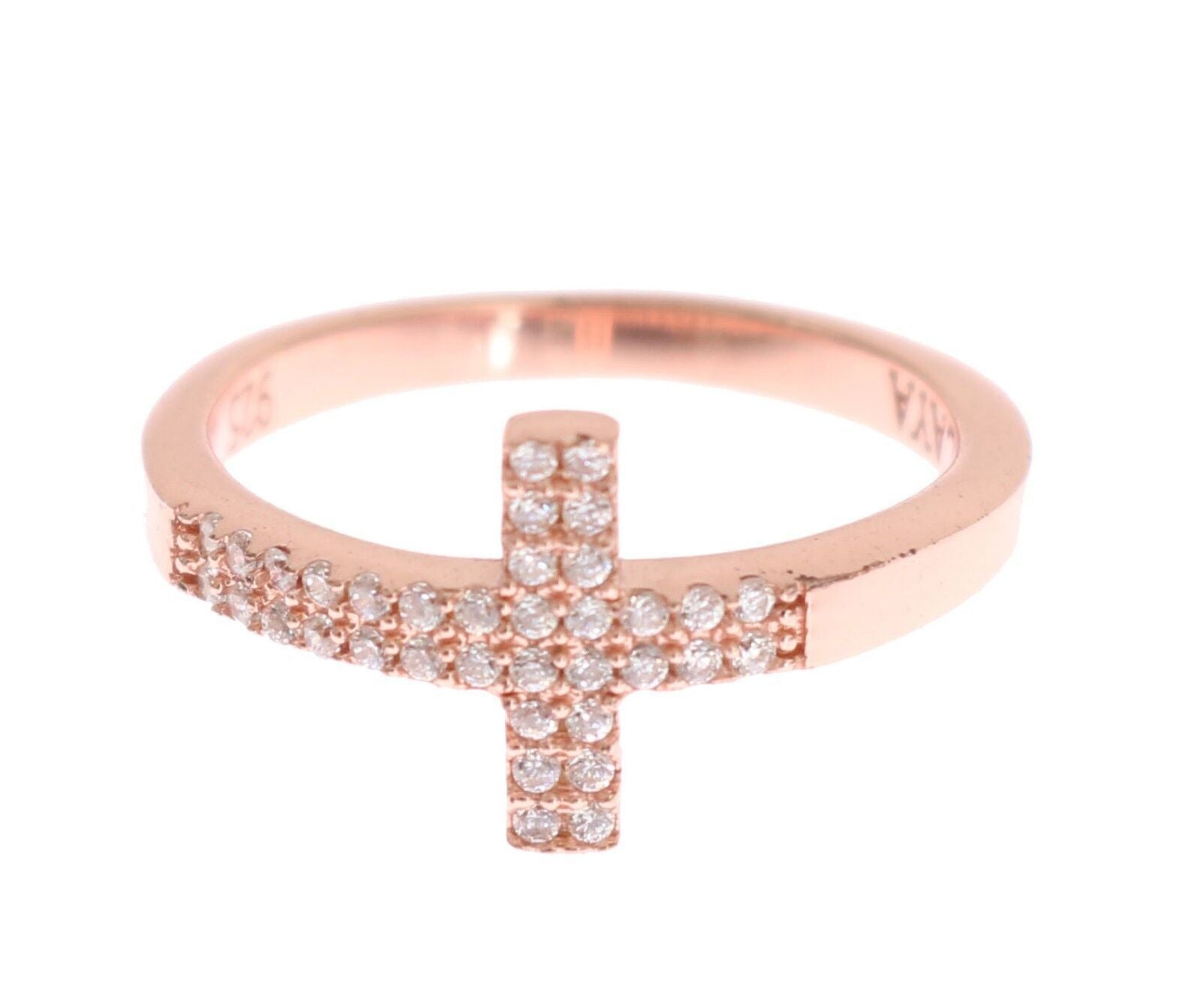 Roségold 925 Silber Damen-Kreuz-CZ-Ring