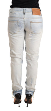 Chic Light-Blue Folded Hem Denim Jeans