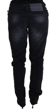 Elegant Dark Blue Slim-Fit Denim