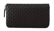 Elegant Black Leather Zip-Around Wallet