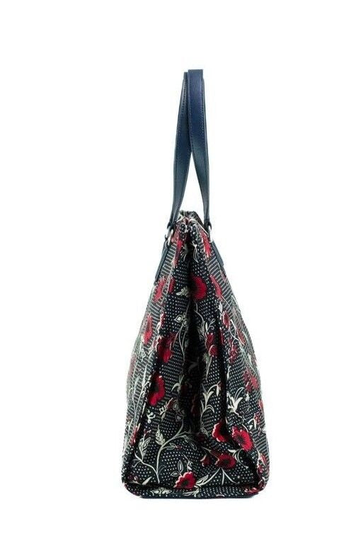 Sac à main fourre-tout à bandoulière en nylon rétro imprimé batik de taille moyenne