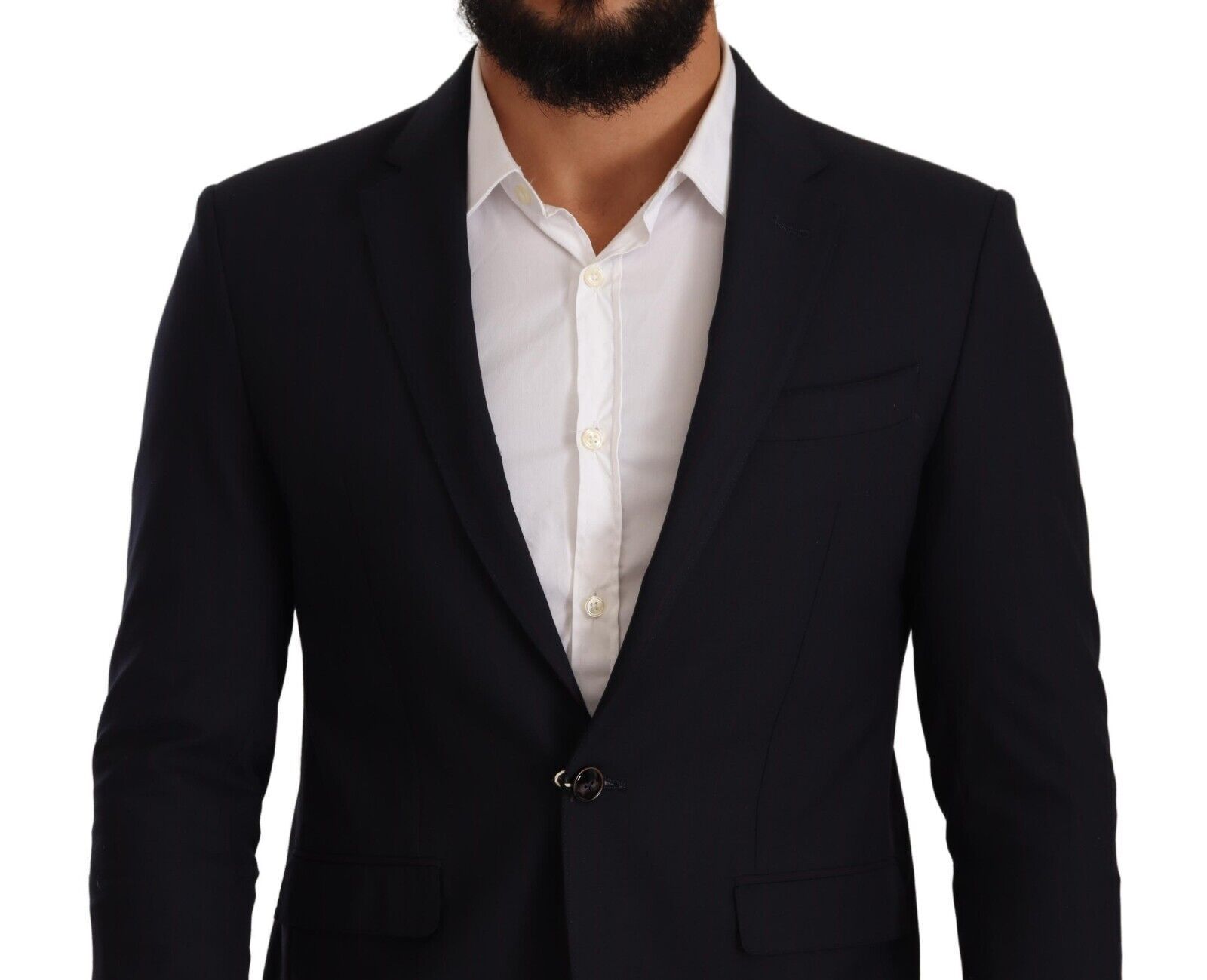 Veste de costume noire à simple boutonnage et un bouton