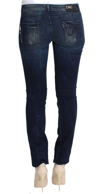 Slim-Fit-Röhrenjeans aus blau gewaschener Baumwolle