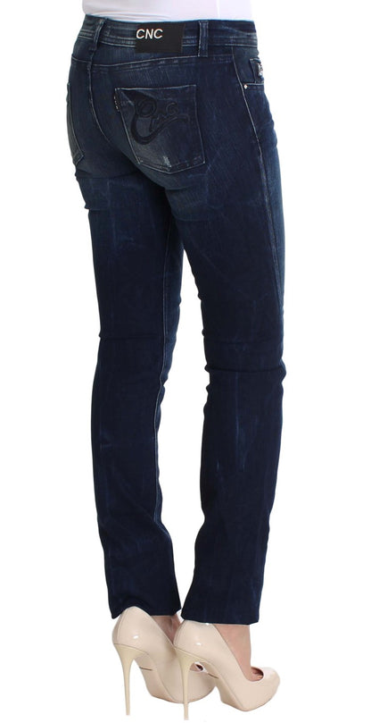 Slim-Fit-Röhrenjeans aus blau gewaschener Baumwolle