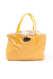 Yellow Polyester Women Handbag