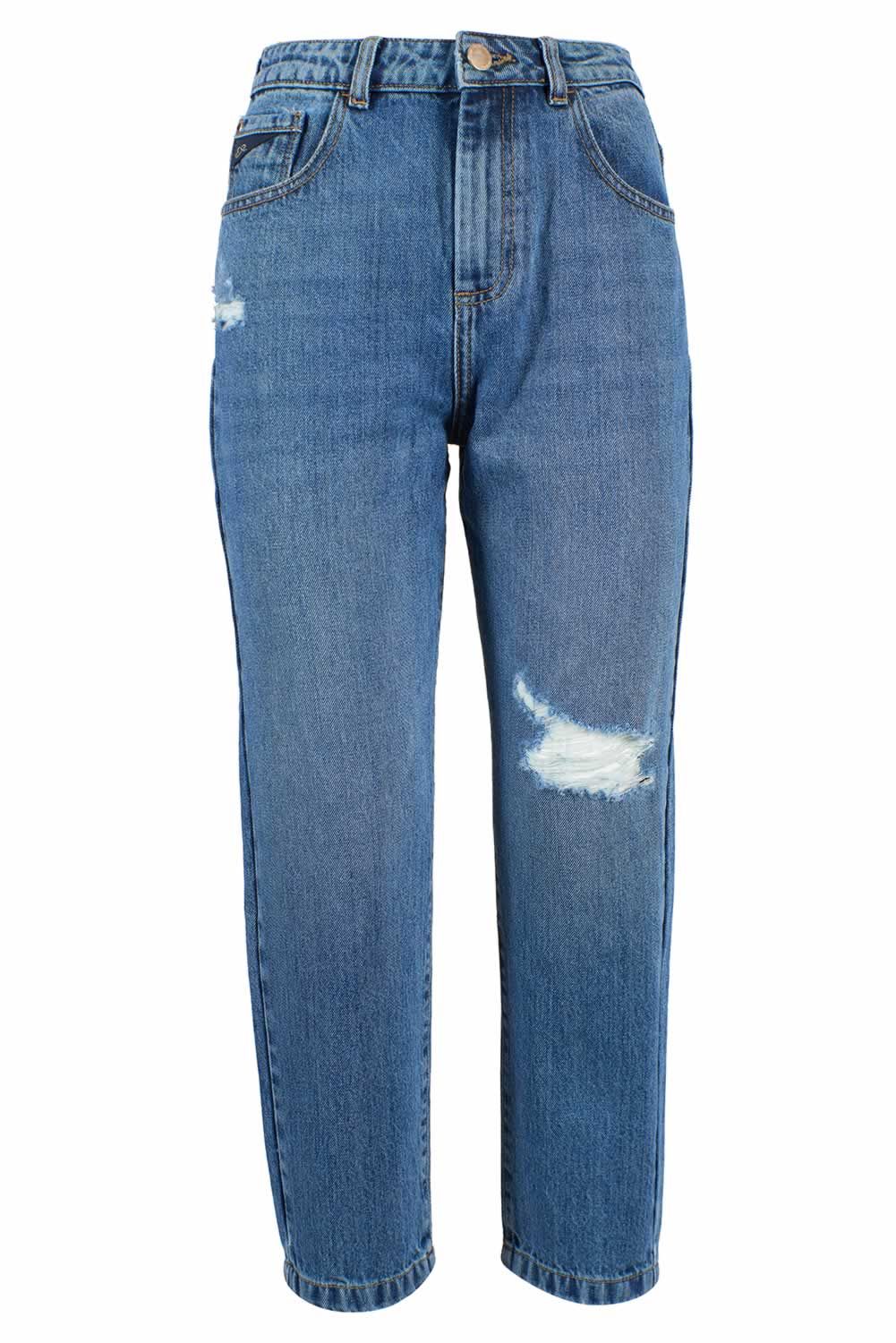 Blue Cotton Women's High-Waist Jean