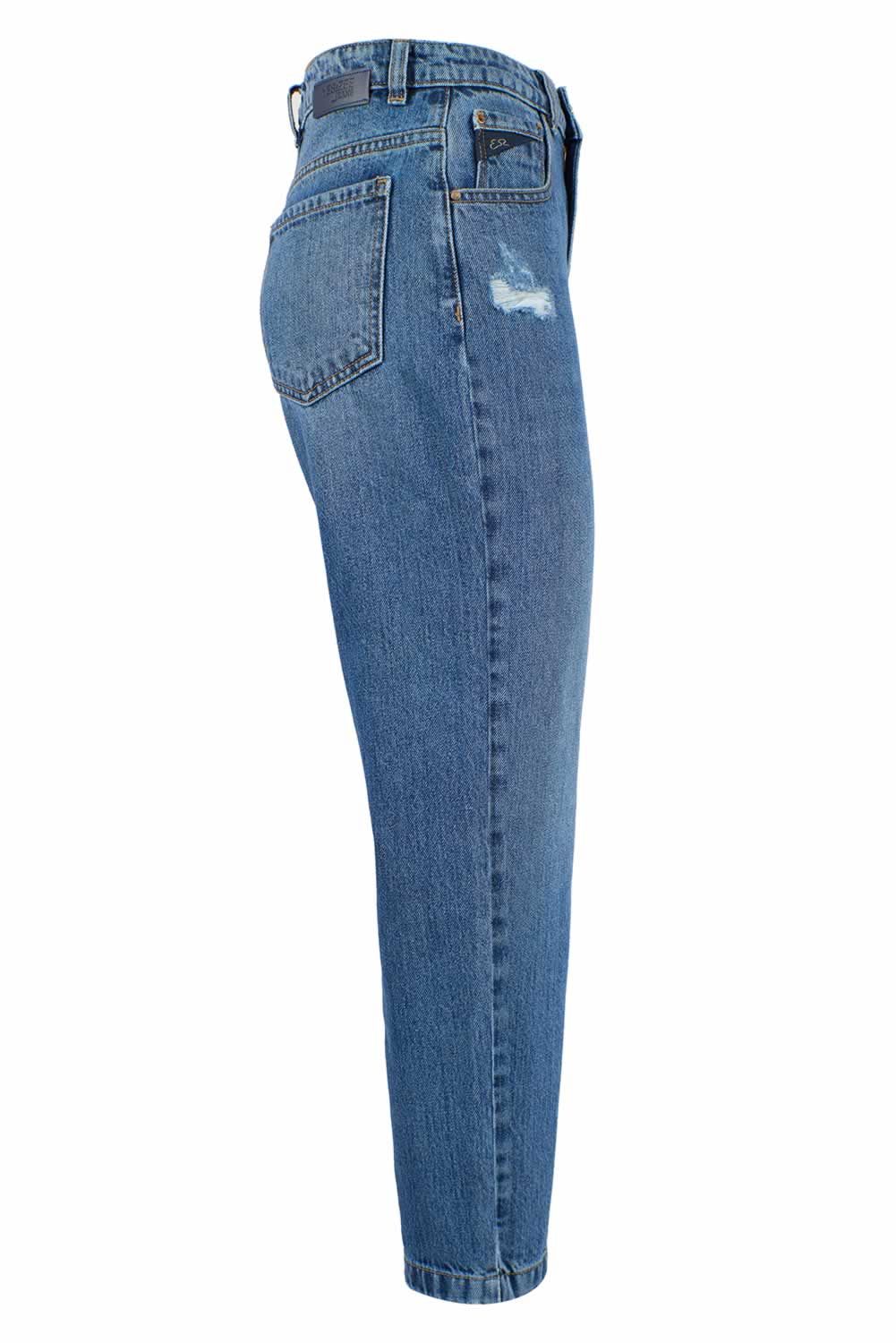 Blue Cotton Women's High-Waist Jean