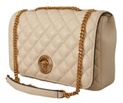 Elegant White Nappa Leather Shoulder Bag