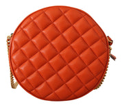 Elegant Round Nappa Leather Crossbody Bag