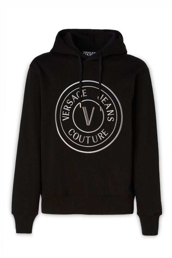 Sweat à capuche en coton noir avec détails logo