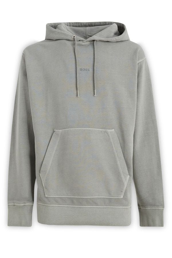 Elegant Grey Cotton Hooded Sweatshirt