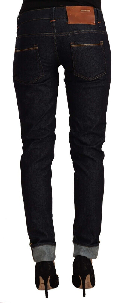 Jean slim taille basse en coton noir