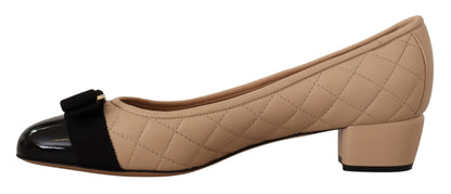 Chaussures escarpins en cuir nappa beige et noir