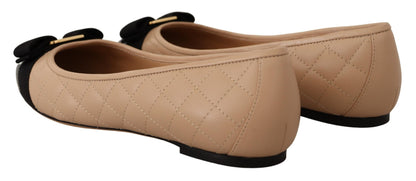 Ballerines en cuir nappa beiges et noires