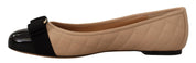 Elegant Quilted Leather Flats - Chic Dual-Tone Design