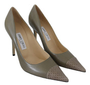 Elegant Pebble Green Pointed Toe Pumps