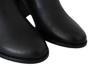 Elegant Black Leather Heeled Boots