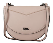 Elegant Mauve Light Pink Leather Shoulder Bag